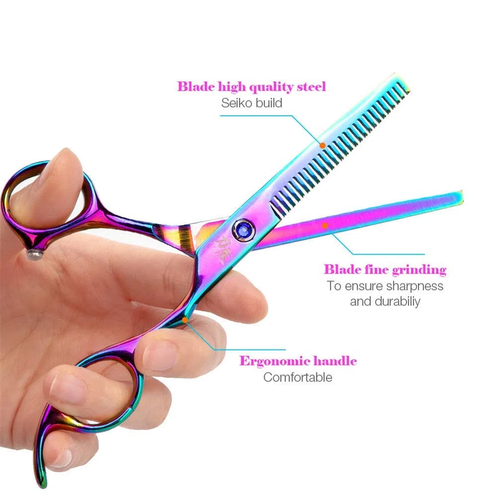 XINGYU Tijeras para el Cabello Acero Inoxidable Peluquería Peluquería Herramientas Banda Negro Paquete 2 Piezas