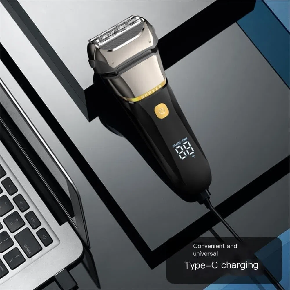 Eléctrico para hombre, carga rápida, IPX7 impermeable, cuchillas de precisión para un afeitado apurado y un agarre cómodo, recorta bien el ayudante