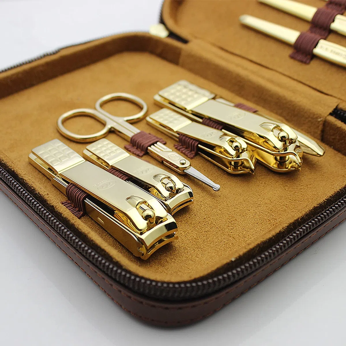 Set de Manicura Juego de manicura for hombre, cortaúñas profesional, kit de pedicura, 12 piezas, herramientas portátiles de acero inoxidable for el cuidado de las uñas con estuche de viaje de cuero ma