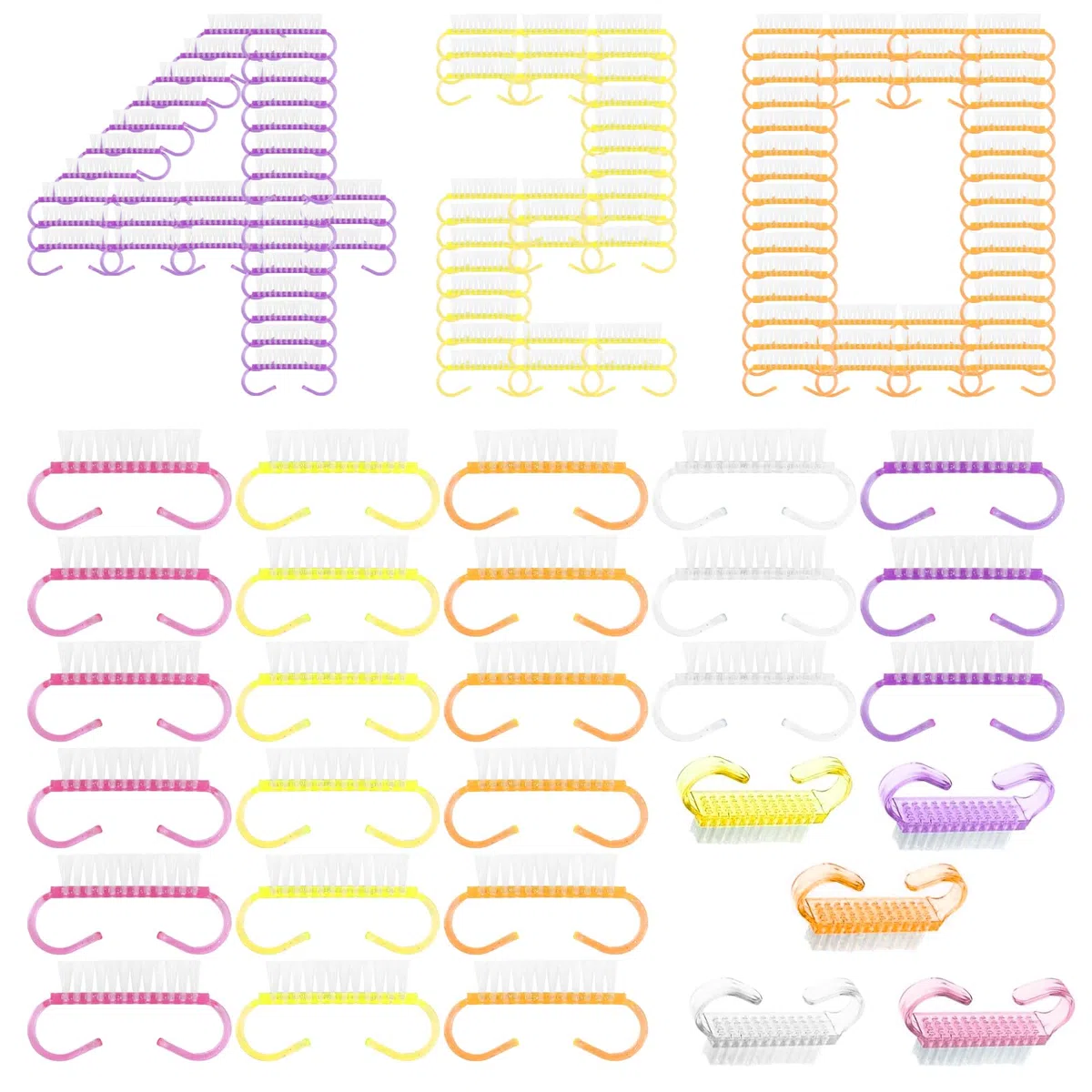420 cepillos de uñas con mango a granel, 5 colores, cepillo de limpieza de uñas, herramienta de limpieza para hombres y mujeres para uñas y dedos más limpios