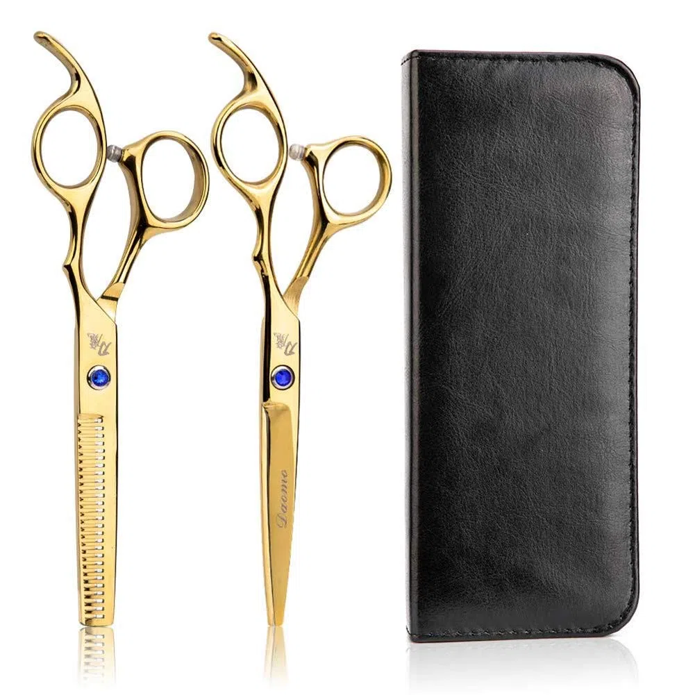 XINGYU Tijeras para el Cabello Acero Inoxidable Peluquería Peluquería Herramientas Banda Negro Paquete 2 Piezas