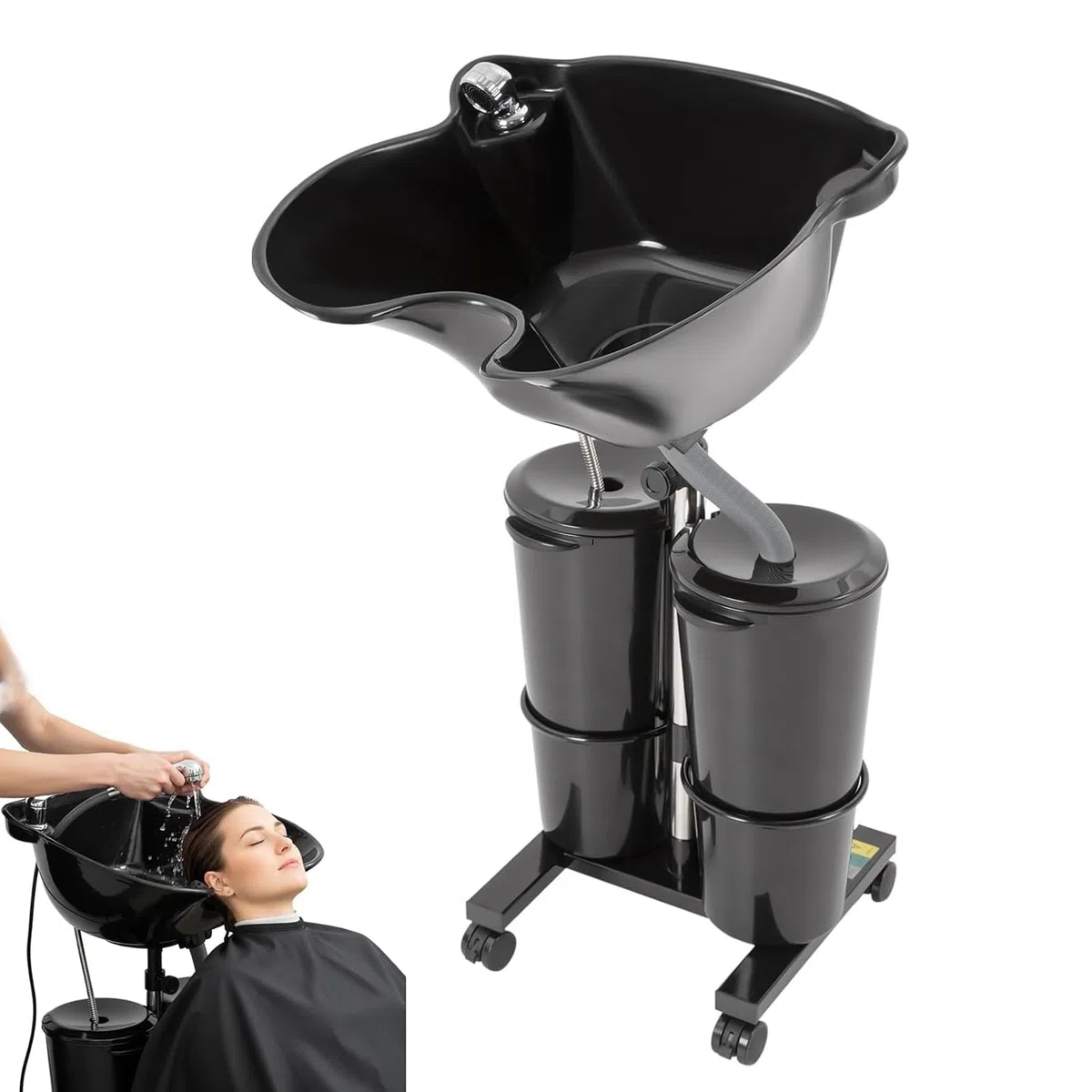 Lavabo Portátil para Cabello con Bomba Eléctrica, Altura Ajustable