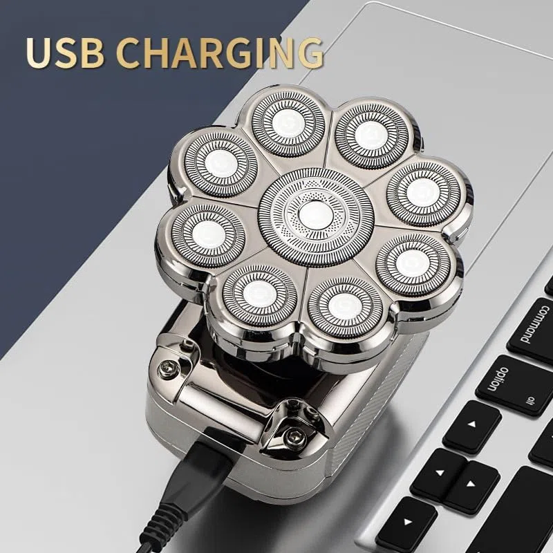 Afeitadoras de cabeza para hombres calvos, afeitadora eléctrica profesional 5 en 1 para hombres, máquina de afeitar multifuncional para cabeza calva, uso en húmedo y seco, kit de aseo eléctrico