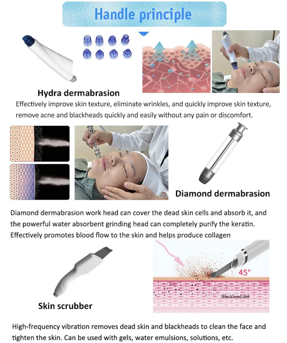 Dispositivo de RF fraccional de hidrodermoabrasión de limpieza con depurador de estiramiento facial Bio RF Rejuvenecimiento de la piel Blanqueamiento Equipo,Blanco