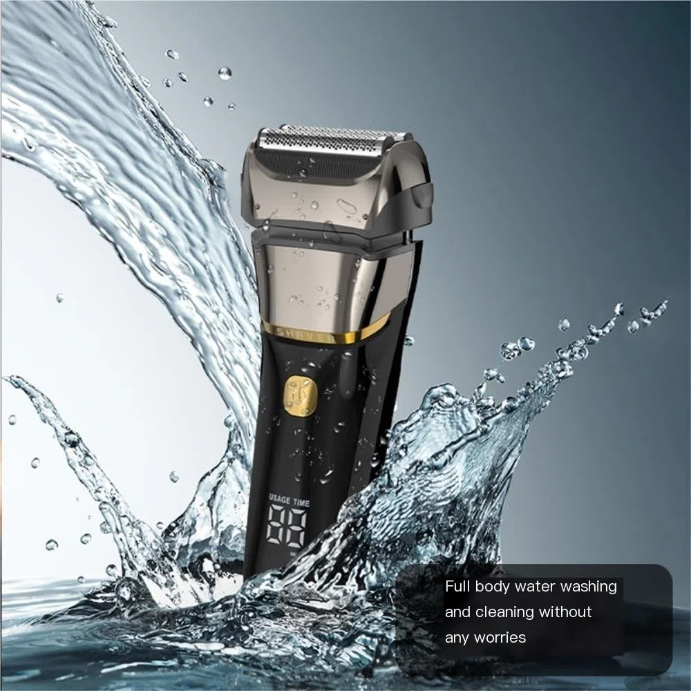 Eléctrico para hombre, carga rápida, IPX7 impermeable, cuchillas de precisión para un afeitado apurado y un agarre cómodo, recorta bien el ayudante