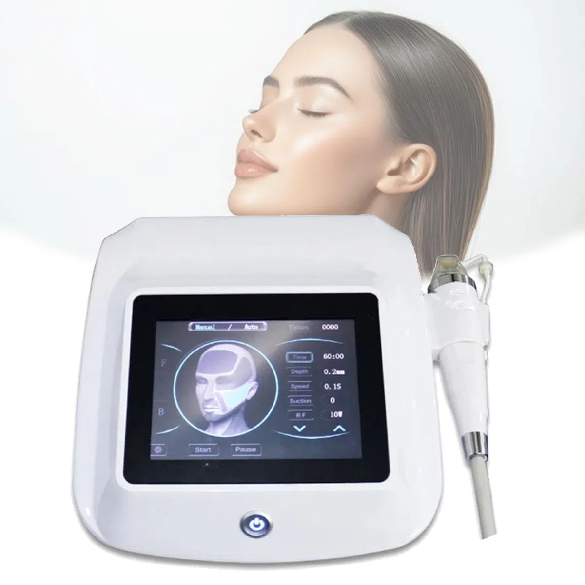 Dispositivo de tensado de piel por radiofrecuencia con microagujas para lifting facial, equipado con un martillo de enfriamiento segmentado 2 en 1, con una amplia gama de usos.