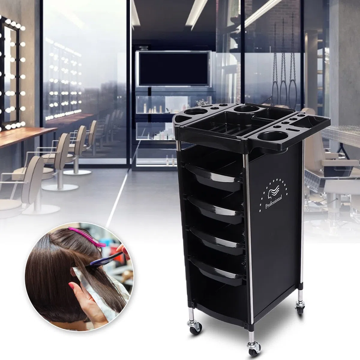 Carrito de Almacenaje con Bandeja Ajustable, 6 Niveles