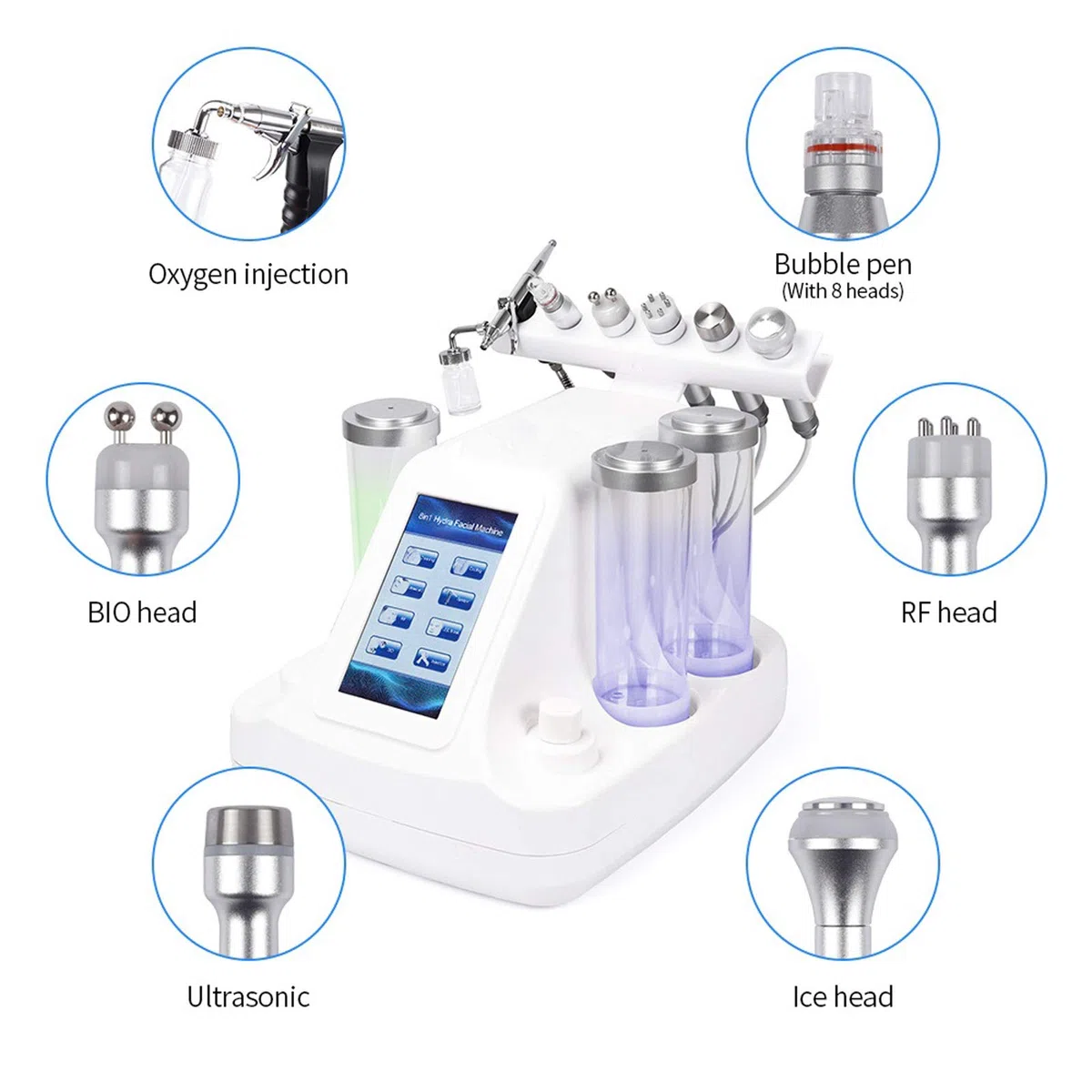 7 en 1 Cuidado facial Dermoabrasión Hydra Cuidado de limpieza BIO Luz RF Instrumento de belleza Hidrodermoabrasión Piel limpia (7 en 1)