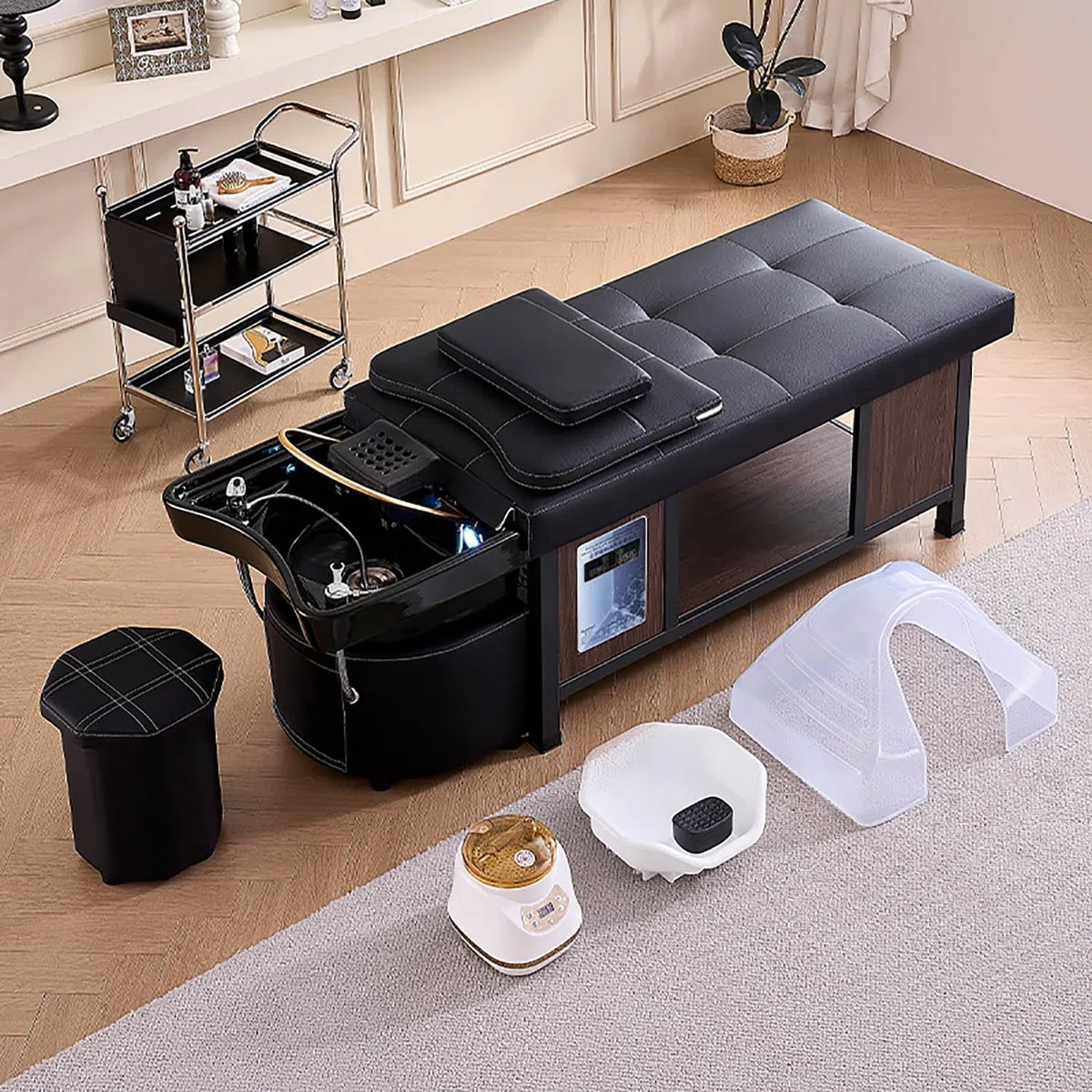 Equipo Profesional De Spa para Cabello Y Cabello para Salones De Belleza, Lavacabezas para Terapia Capilar con Fumigación Y Circulación De Agua.