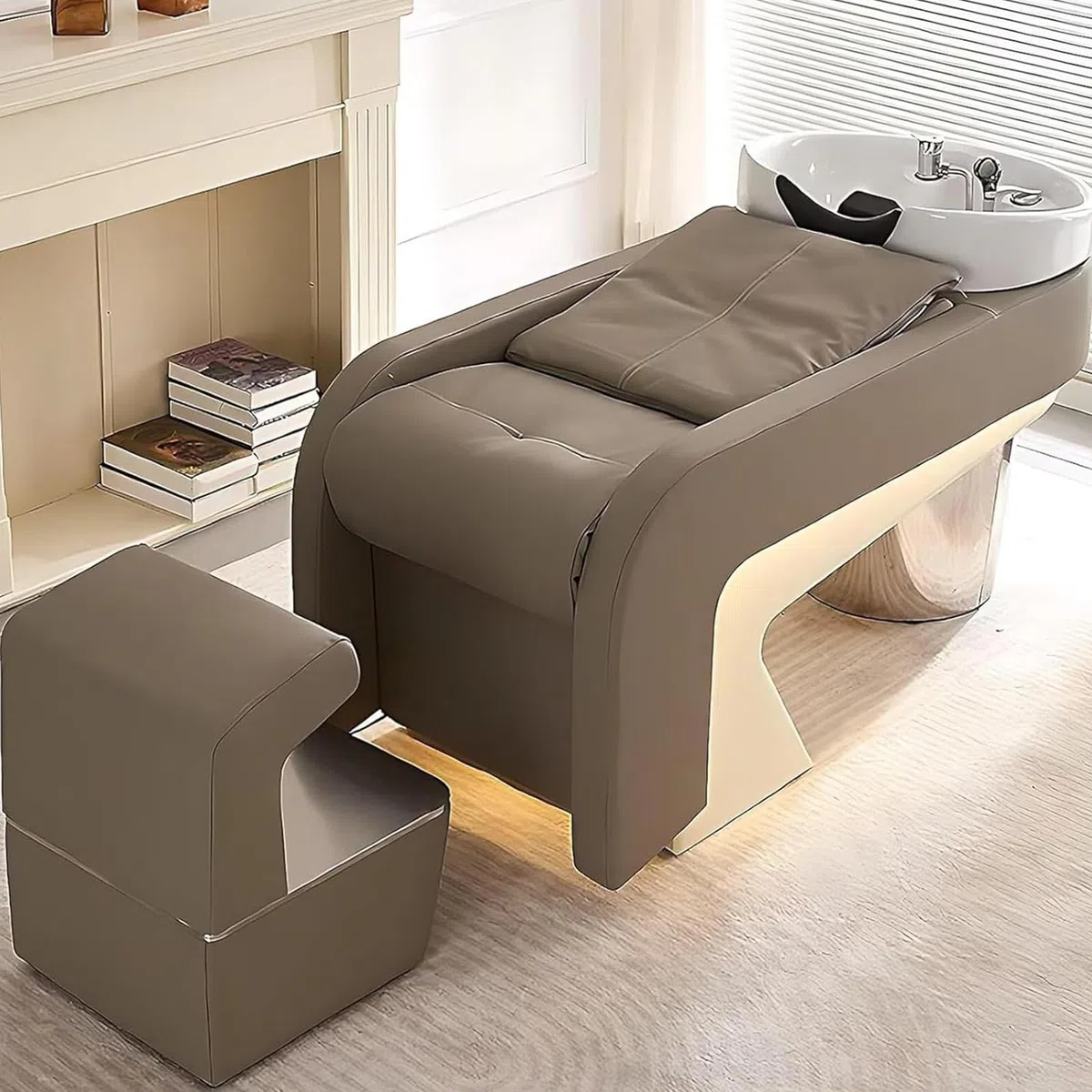 Equipo de salón Head Spa Bed | Silla de champú con estación de masaje para peluquerías, tratamientos de belleza y peluquería