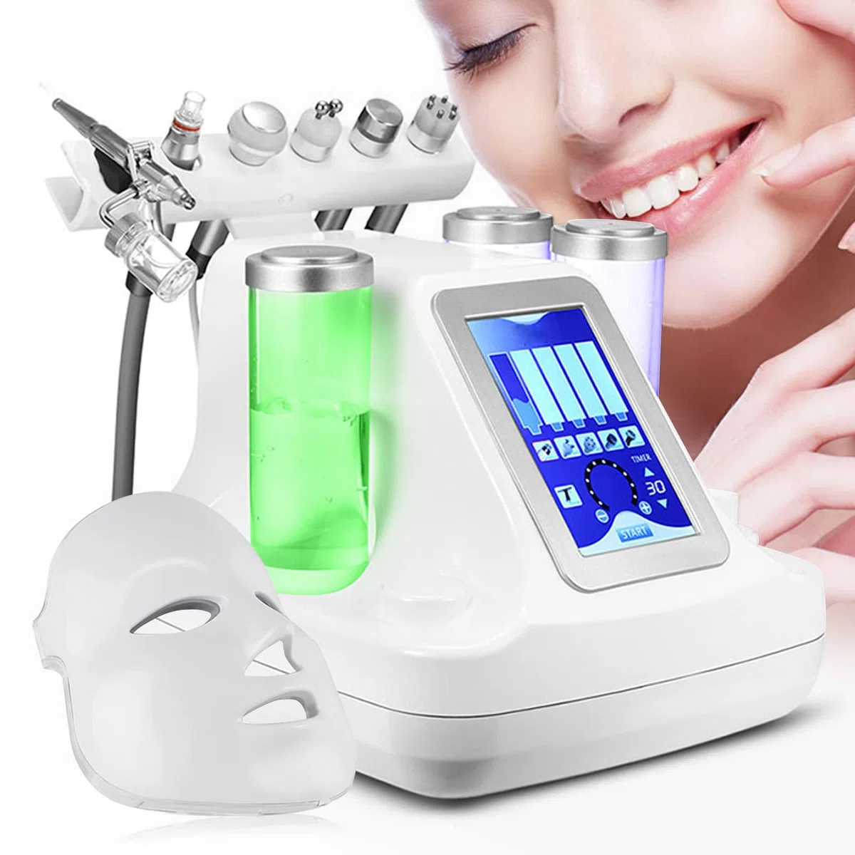 7 en 1 Cuidado facial Dermoabrasión Hydra Cuidado de limpieza BIO Luz RF Instrumento de belleza Hidrodermoabrasión Piel limpia (7 en 1)