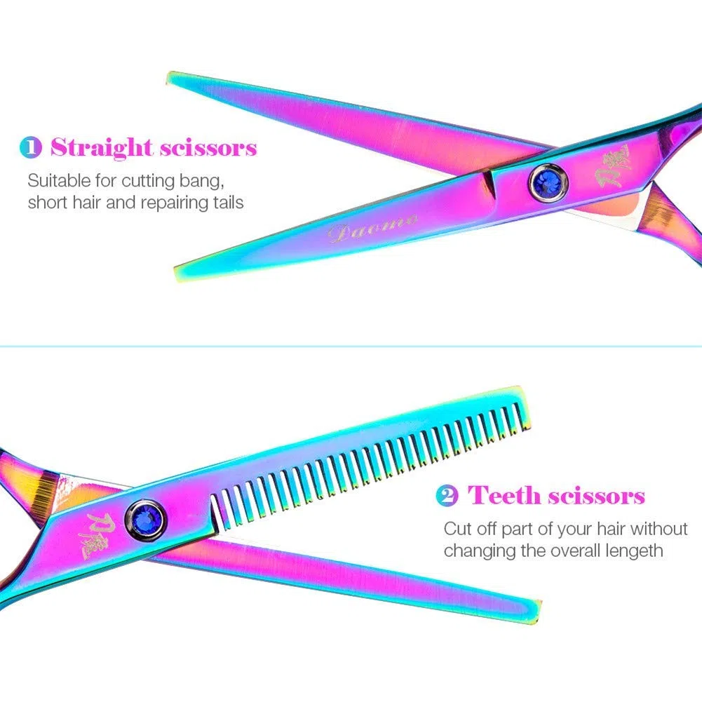 XINGYU Tijeras para el Cabello Acero Inoxidable Peluquería Peluquería Herramientas Banda Negro Paquete 2 Piezas